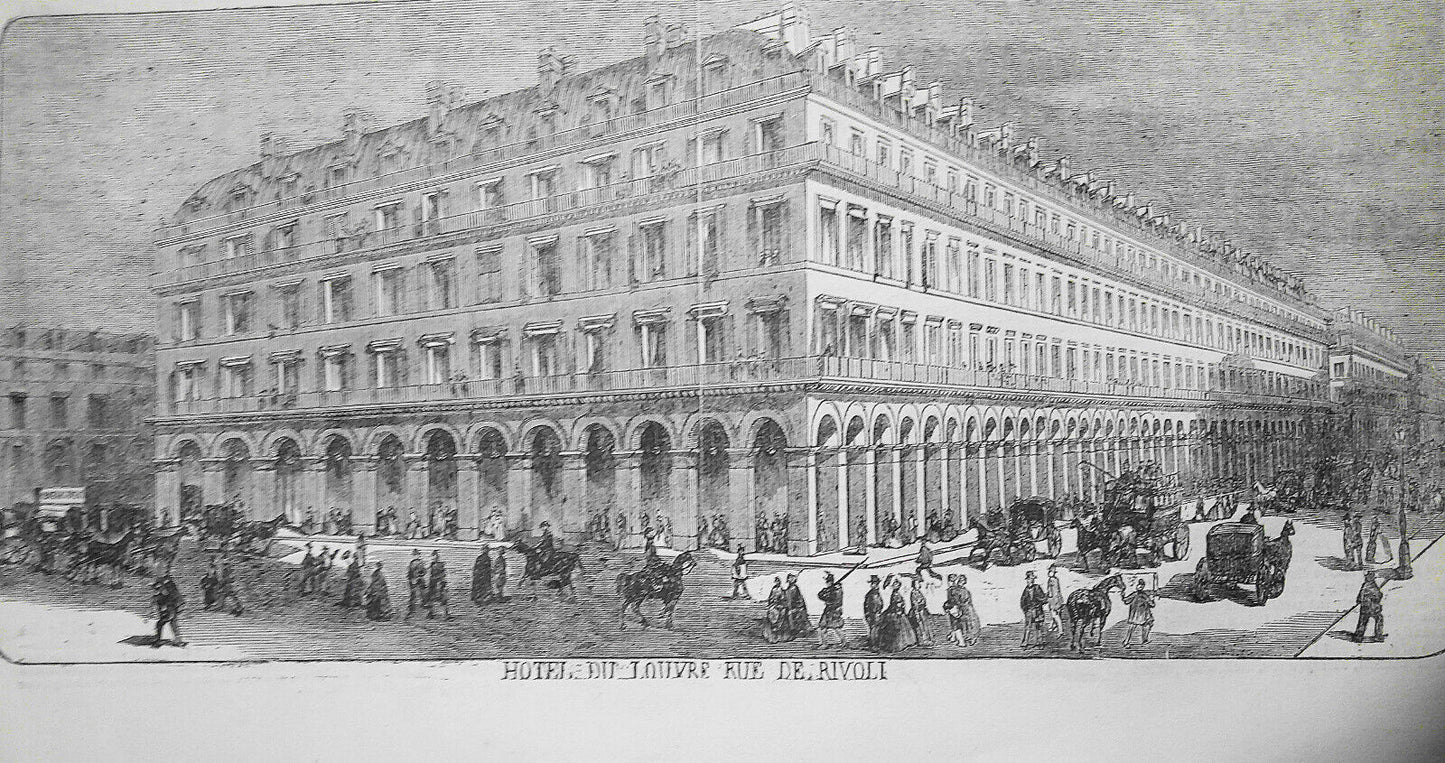 The Hotel du Louvre - 2 prints from The Illustrated London News October 27, 1855