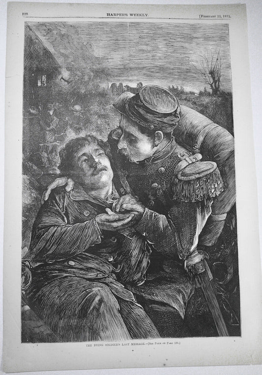 The Dying Soldier's Last Message - in Harper's Weekly, February 11, 1871.