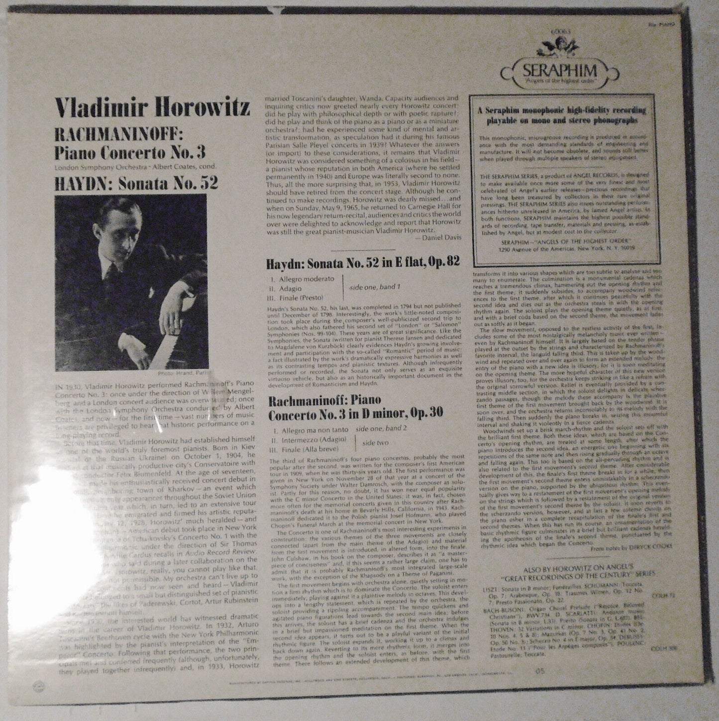 Vladimir Horowitz  : 2 SEALED LPS - Rachmaninoff /Haydn & Young Horowitz