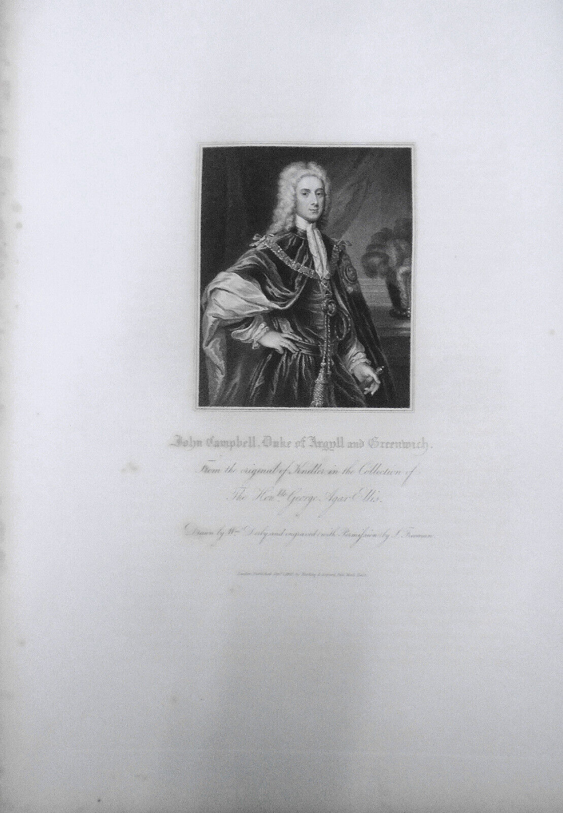 1834 John Campbell - original engraving from Lodge's Portraits. 17x11 inches