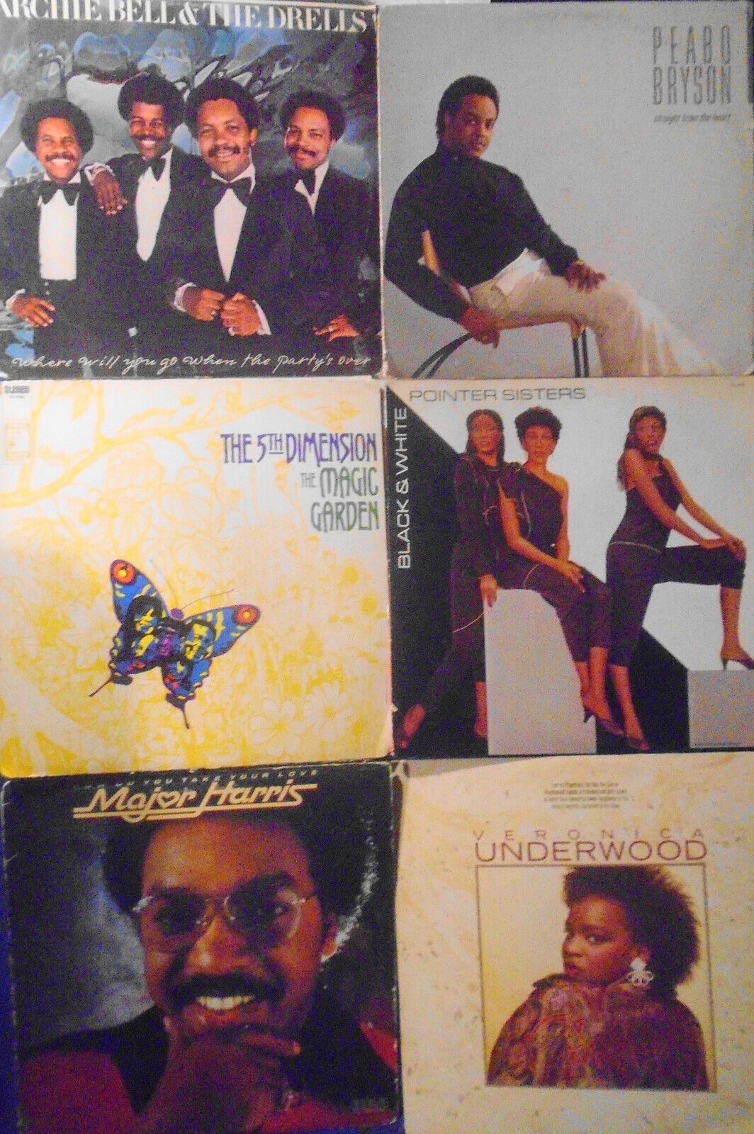 Lot of 6 R&B Soul vinyl LP records: Archie Bell & the Drells, Peabo Bryson et al