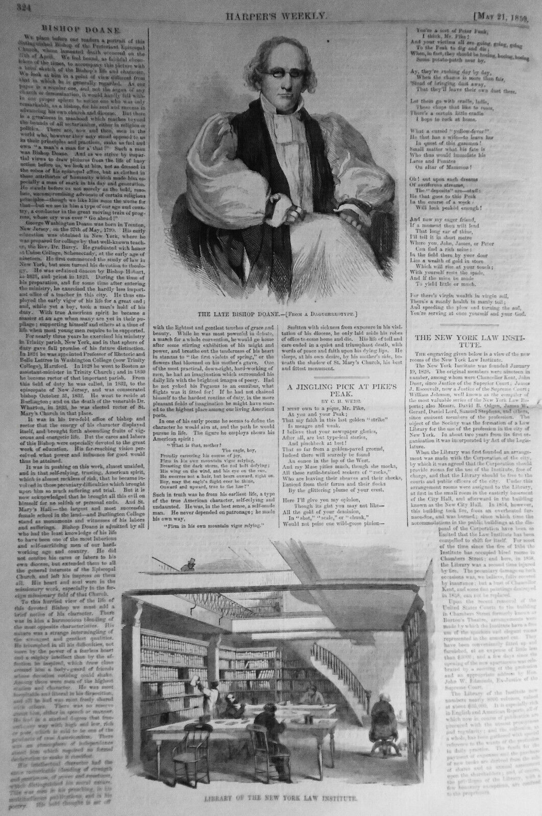 Harper's Weekly May 21, 1859 Crisis In Italy; Dickens; Sardinian Fortifications