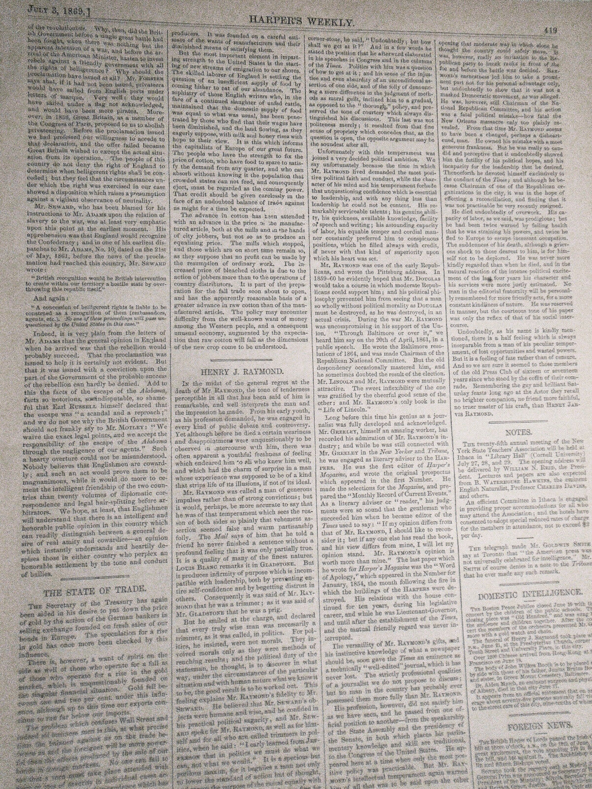 [Baseball] Cincinnati Red Stockings  Harper's Weekly July 3, 1869 - ORIGINAL