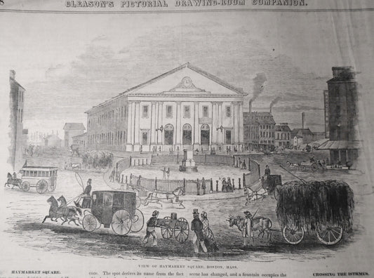 Haymarket Square Boston + Californians Crossing Isthmus Gleason's Pictorial 1852