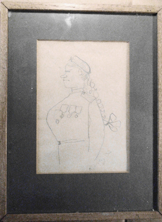 Oleg ZINGER (Russian/French, 1909-1998) : Woman Soldier - Original Pencil Sketch