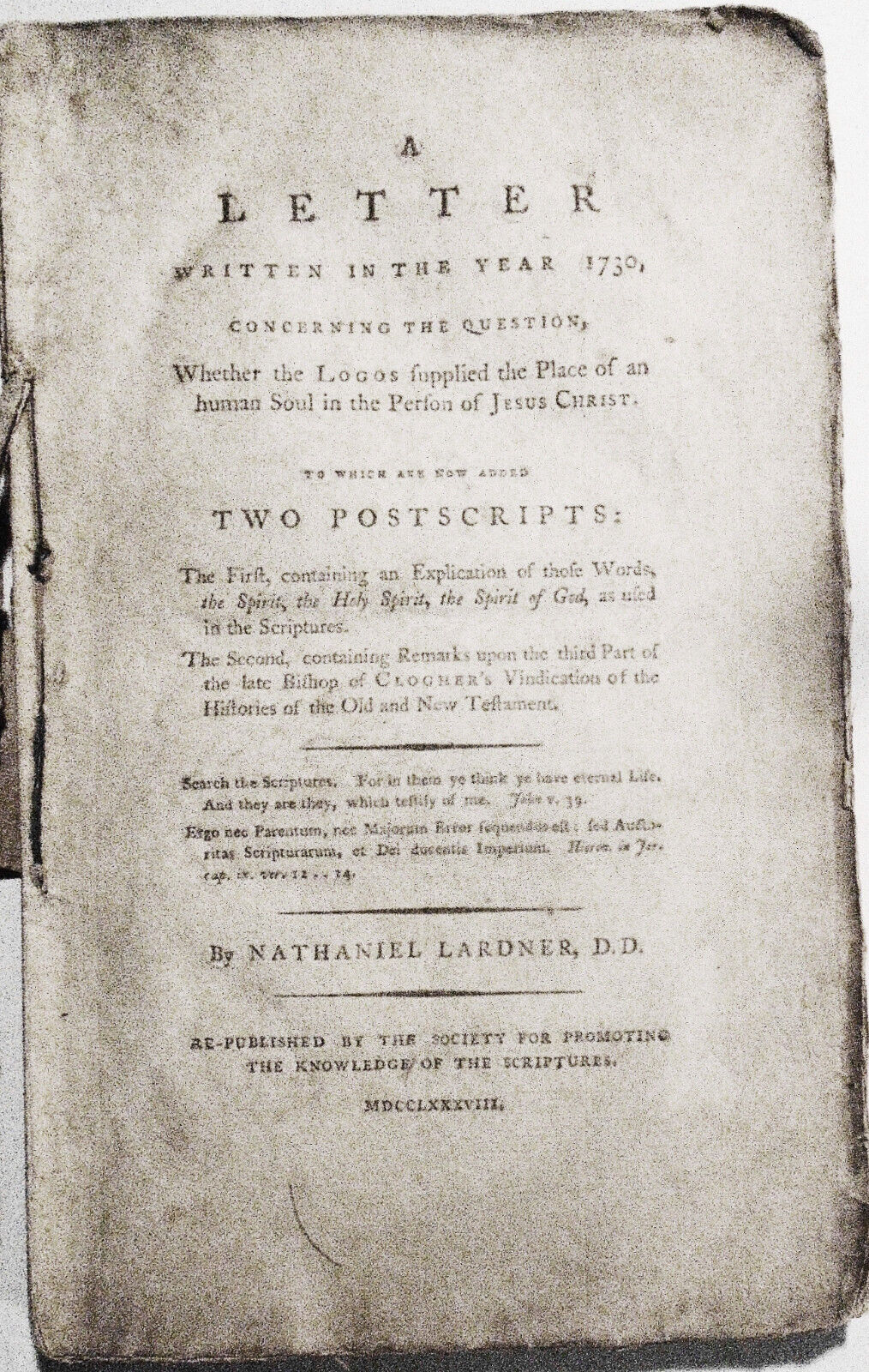 1788. A Letter Written in the Year 1730, by Nathaniel Lardner