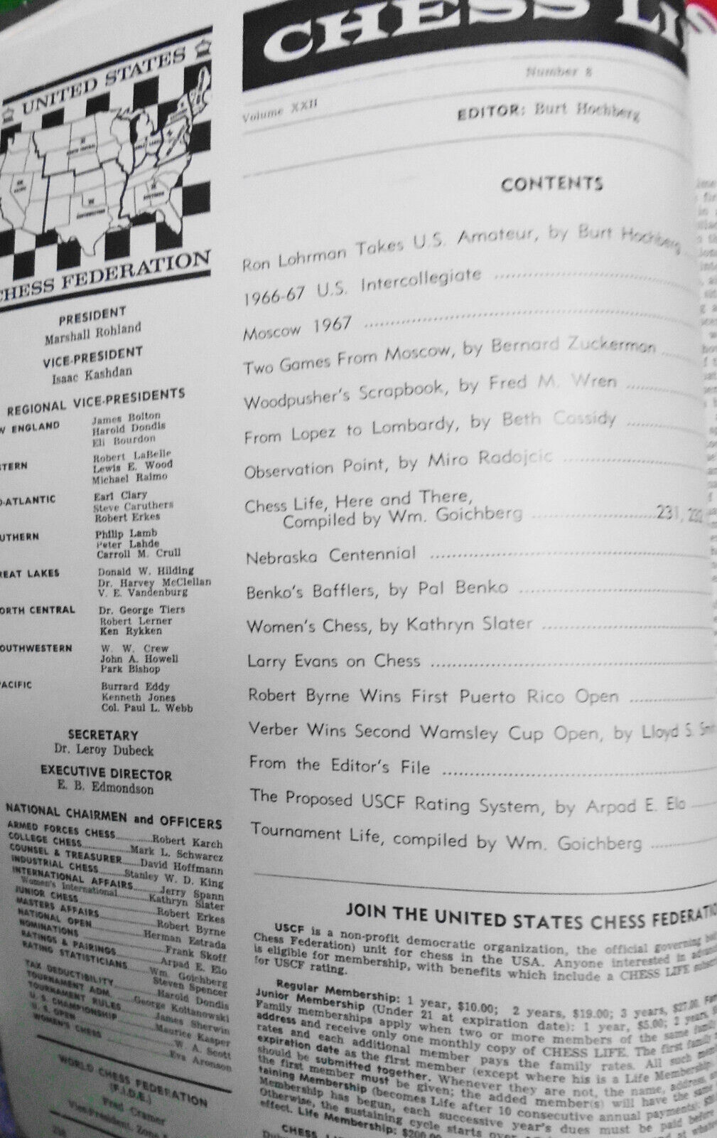 Chess Life, August 1967 -  "Let's Lay Off Bobby Fischer" etc