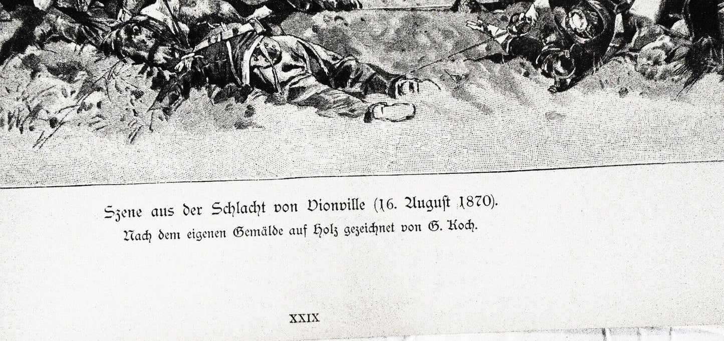 Szene aus der Schlacht von Vionville, by G. Koch - 1886 - Original antique print