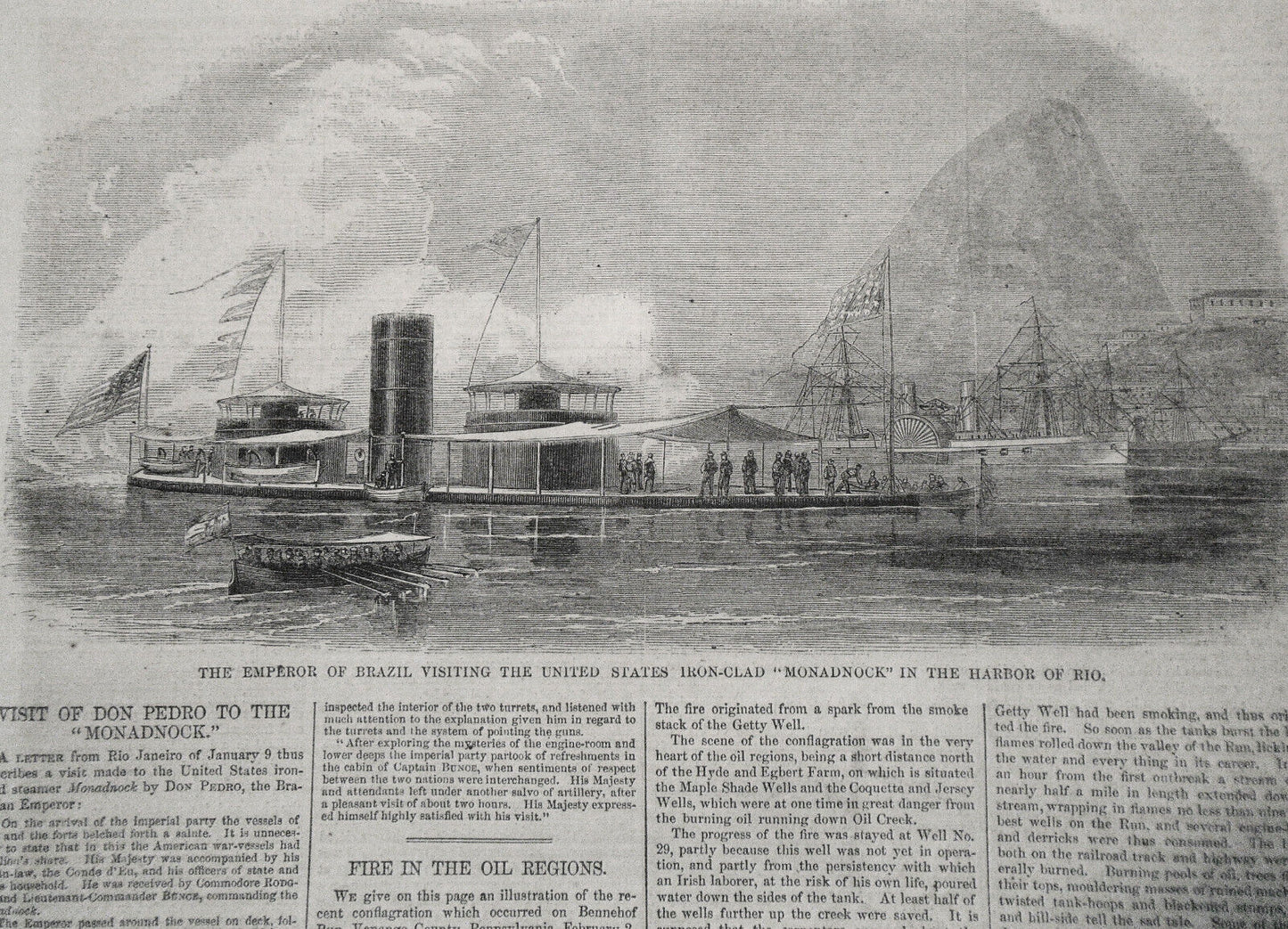 Harper's Weekly March 10, 1866 -  Fireworks for Washington's birthday; Oil fires