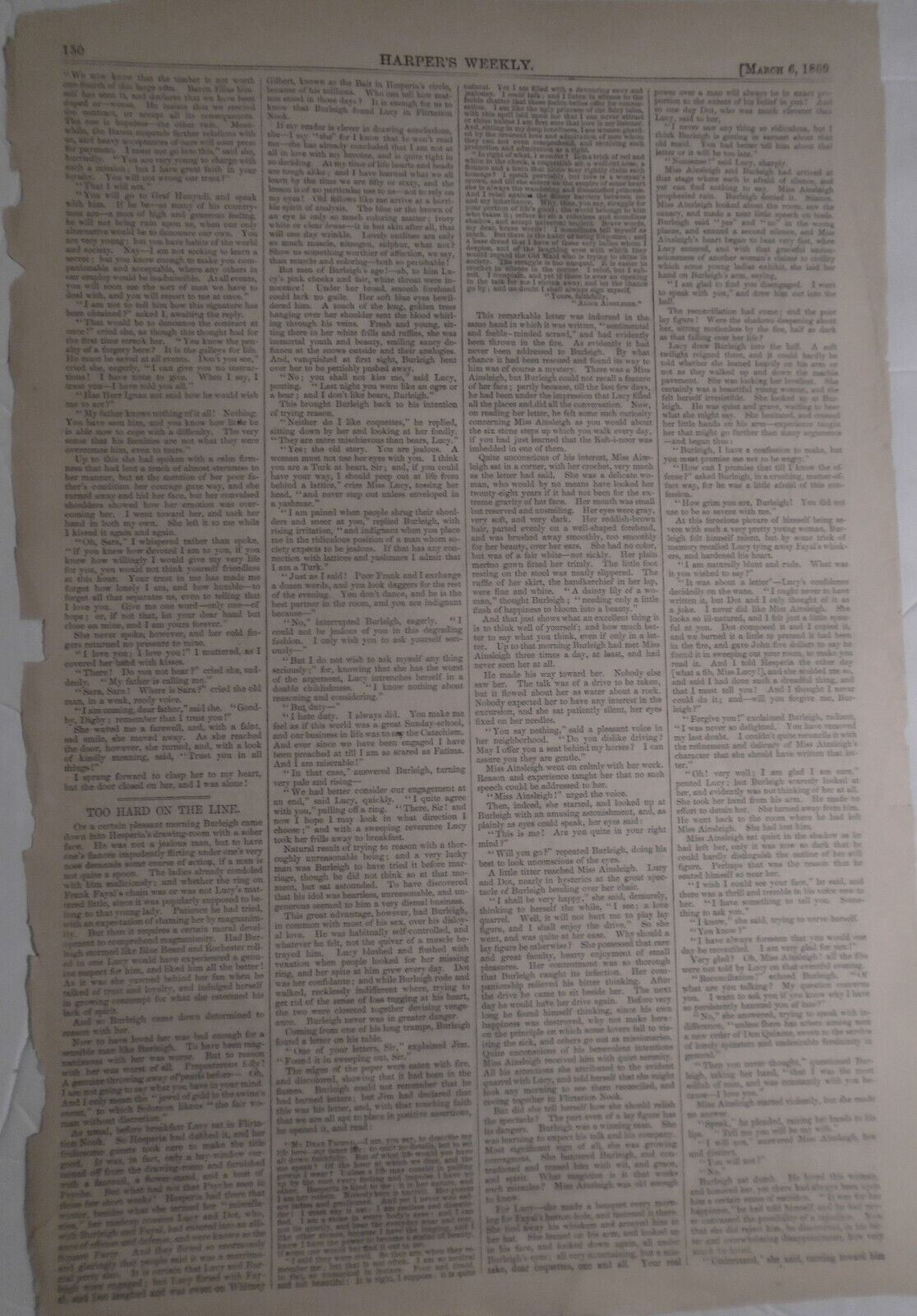 1869 A Velocipede of Fifty Years Ago - original print, Harper's Weekly, March 6