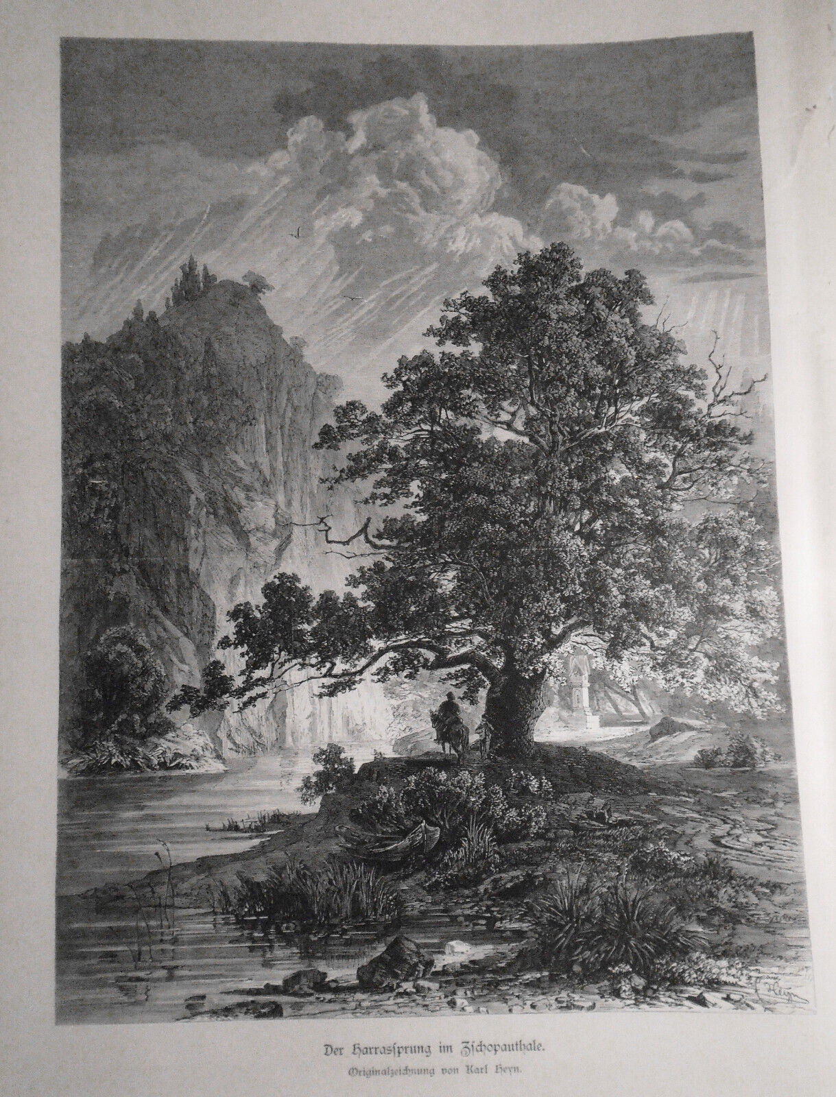 Der Harrassprung im Zschopauthale, by Karl Heyn  --  1884 Original antique print