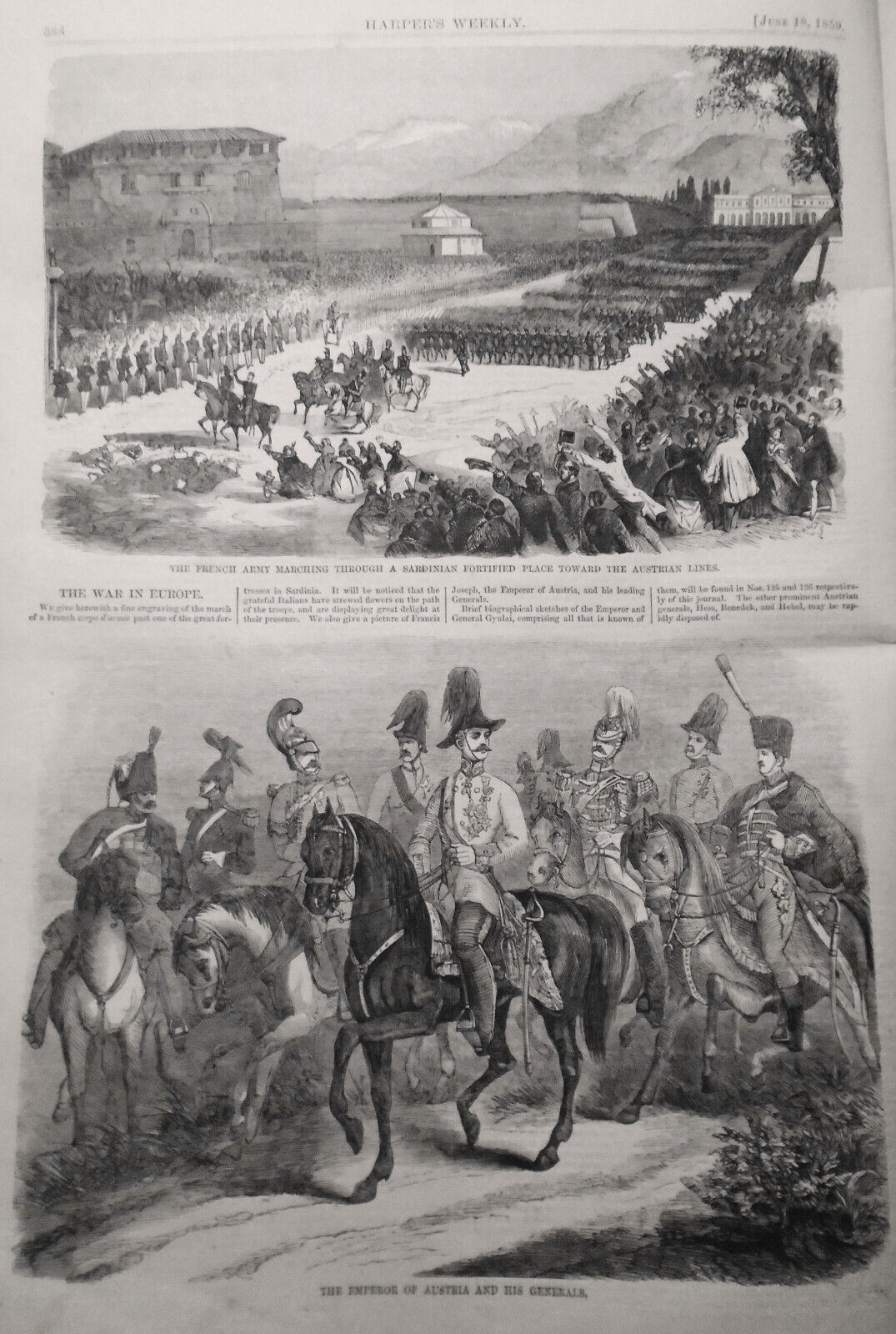 Harper's Weekly June 18, 1859 - Great Balloon Voyage; War In Europe, etc