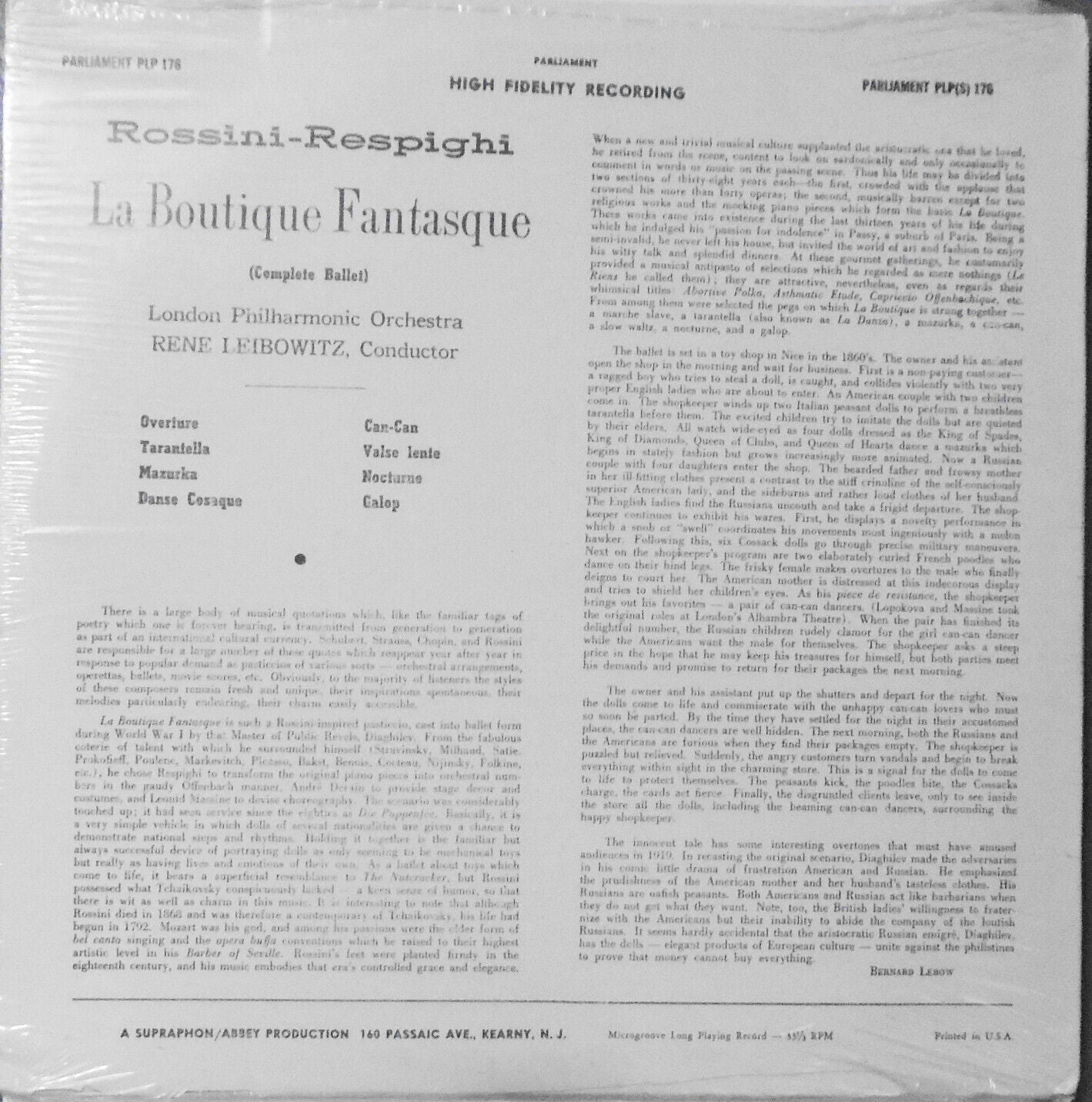 Rossini-Respighi: La Boutique Fantasque Complete Ballet - LP  ""SEALED, NEW""