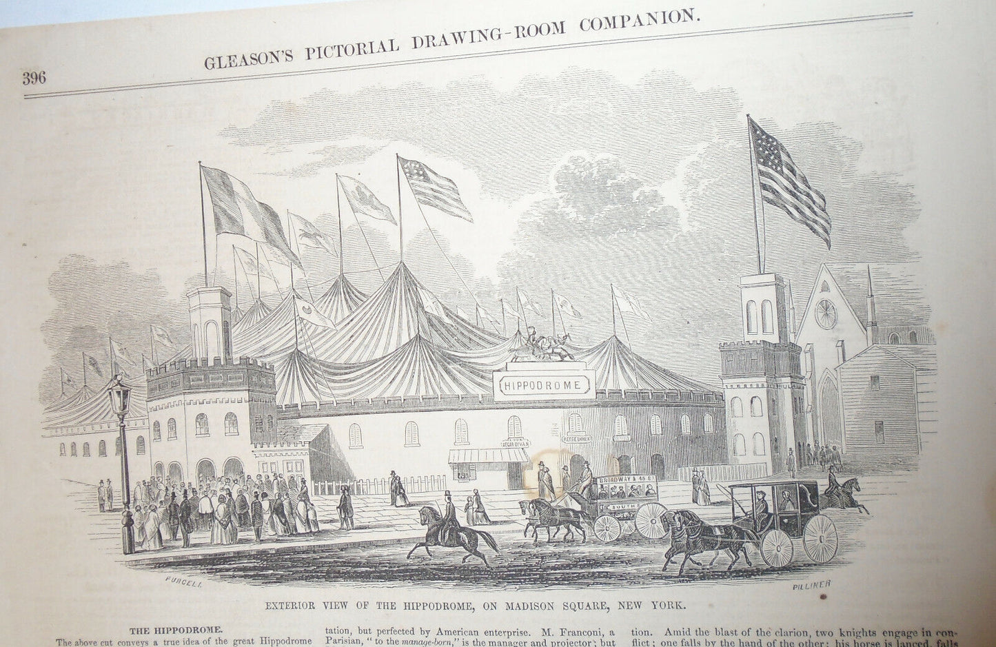 Hippodrome, on Madison Square, New York: Exterior & Interior. Gleason's 1850s
