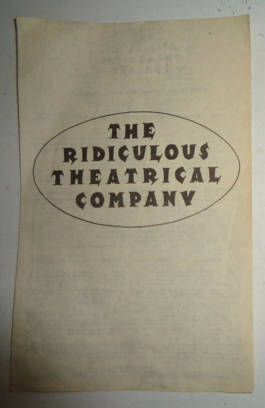 THE RIDICULOUS THEATRICAL COMPANY - UTOPIA, INC. - PROGRAM 1977