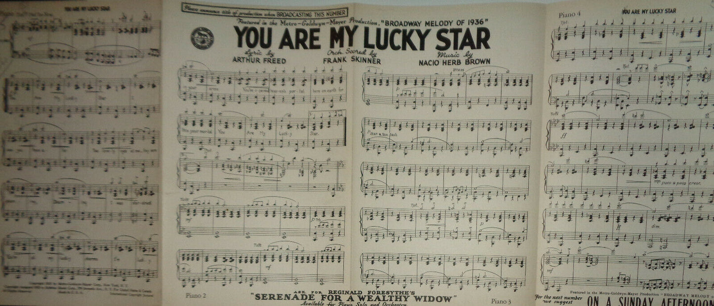 YOU ARE MY LUCKY STAR -- FOX TROT - SHEET MUSIC FOR ORCHESTRA - 1935