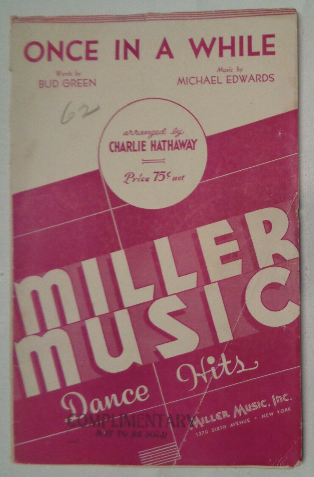 ONCE IN A WHILE - SHEET MUSIC FOR ORCHESTRA - 1937