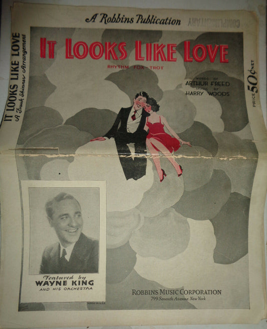 IT LOOKS LIKE LOVE - RHYTHM FOX TROT - SHEET MUSIC FOR ORCHESTRA - 1931