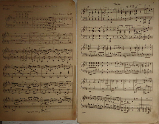 AMERICAN FESTIVAL OVERTURE - SHEET MUSIC FOR ORCHESTRA - 1910 Anton Hegner