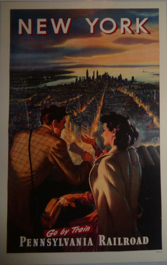 New York - Go By Train - Pennsylvania Railroad, by Sally Ray Cairns - Poster