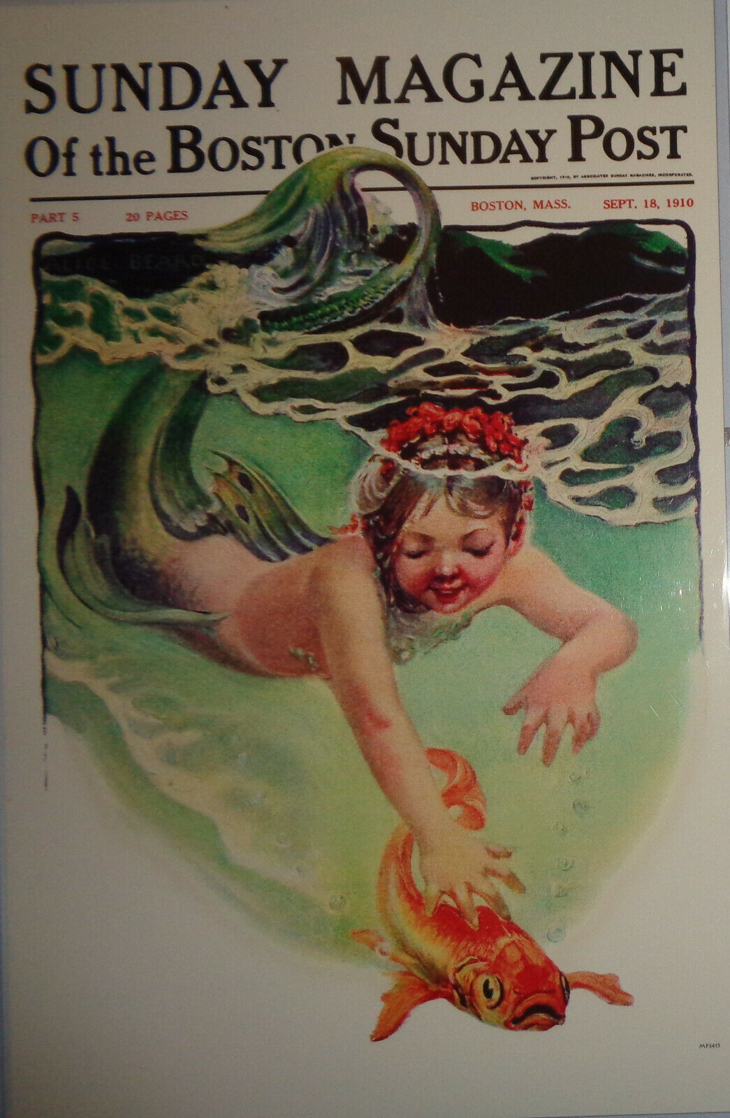 Mermaid Fairy - Sunday Magazine of the The Boston Sunday Post 1910 Poster
