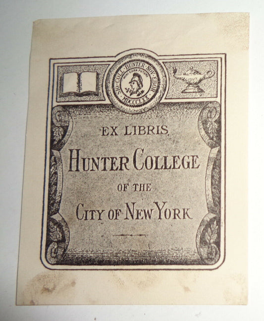 Hunter College, of the City Of New York Ex Libris Bookplate