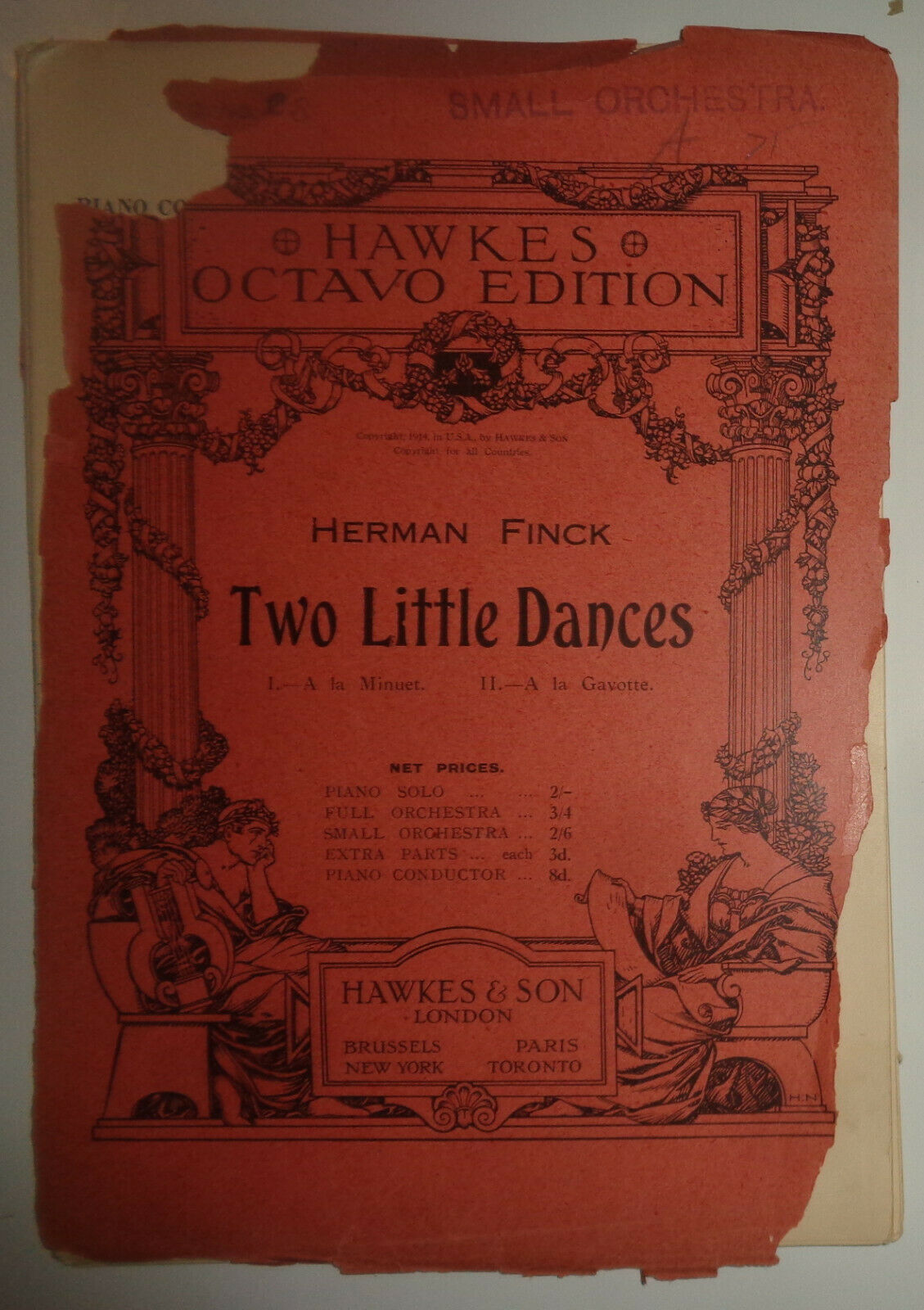 TWO LITTLE DANCES - 1. A LA MINUET - SHEET MUSIC FOR ORCHESTRA - 1914