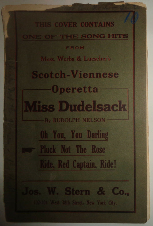 PLUCK NOT THE ROSE WALTZ BALLAD - SHEET MUSIC FOR ORCHESTRA - 1911