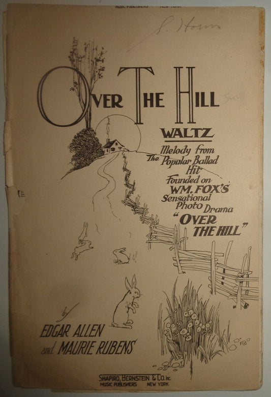 OVER THE HILL - WALTZ - SHEET MUSIC FOR ORCHESTRA - 1921