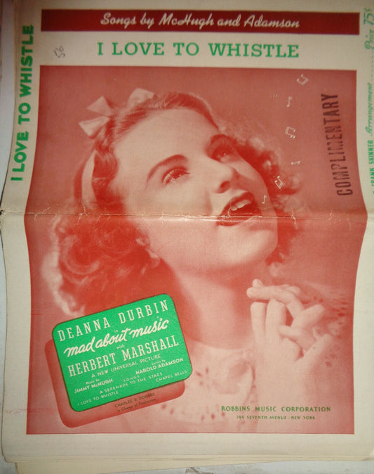I LOVE TO WHISTLE [Deanna Durbin] 1938  HAROLD  ADAMSON, J McHUGH, FOR ORCHESTRA