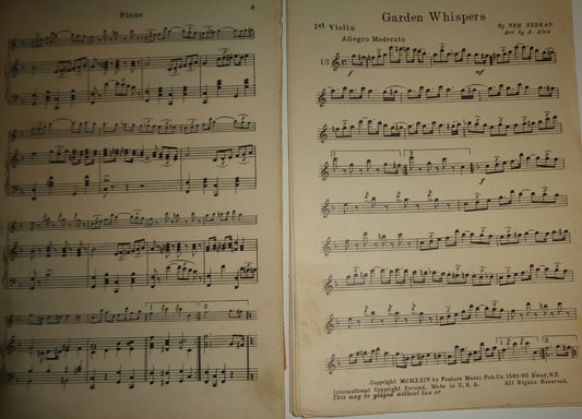 GARDEN WHISPERS 1924 - by Nem Herkan - SHEET MUSIC FOR ORCHESTRA Arr. by A. Alex