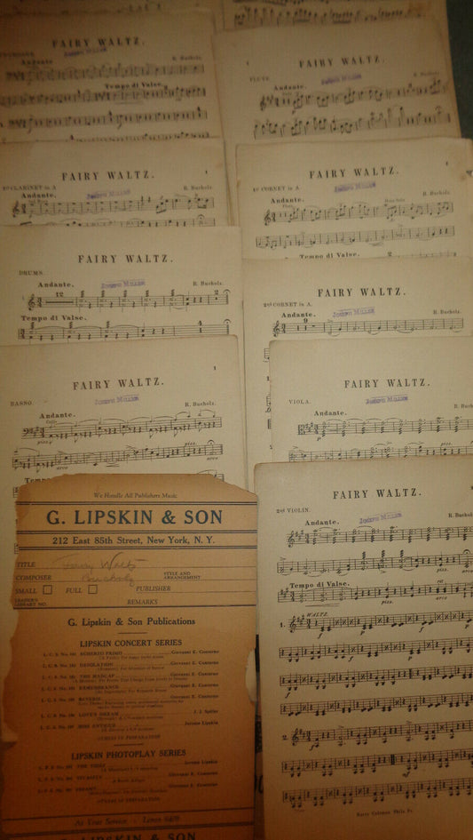 FAIRY WALTZ, BY R. BUCHOLZ - 1889 - SHEET MUSIC FOR ORCHESTRA