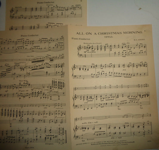 ALL ON A CHRISTMAS MORNING - IDYLL - 1920 by H G Amers SHEET MUSIC FOR ORCHESTRA