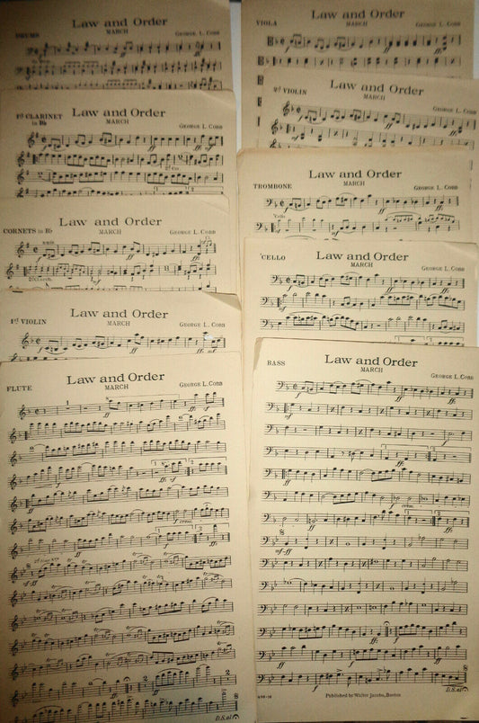 LAW AND ORDER MARCH, by George L. Cobb - 1915, SHEET MUSIC FOR ORCHESTRA