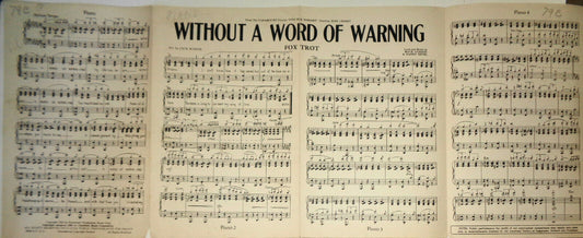 WITHOUT A WORD OF WARNING FOX TROT - Mack Gordon, Harry Revel 1935 For orchestra