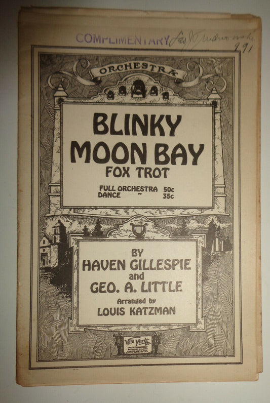 Blinky Moon Bay, by Haven Gillespie; Geo A Little. 1925. For orchestra