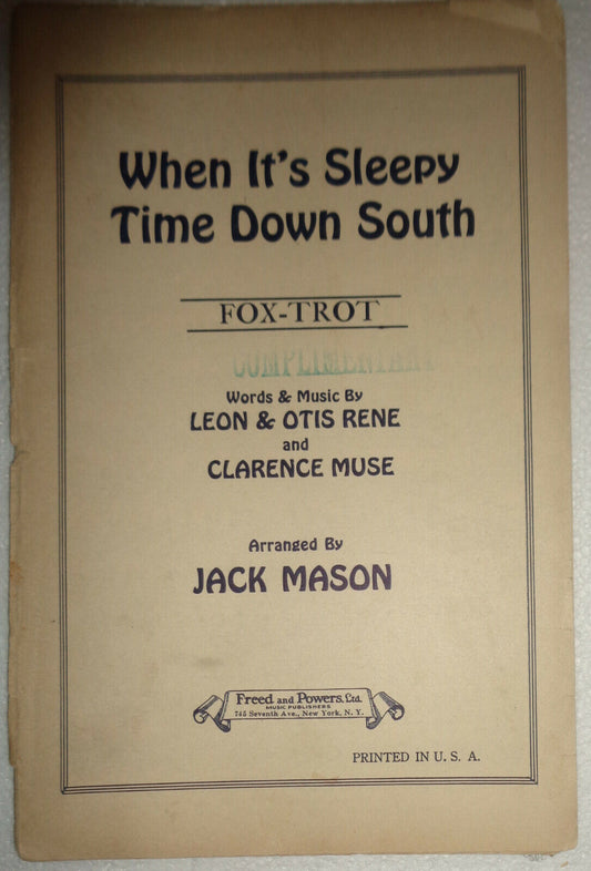 When it's sleepy time down south : fox-trot, by Leon & Otis René 1931 Orchestra