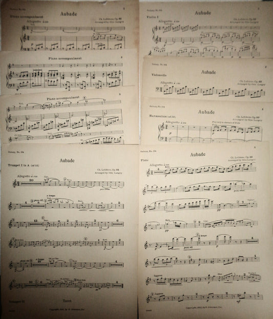 Aubade, op. 93. By Ch. Lefebvre. 1921 for orchestra, arranged by Otto Langey