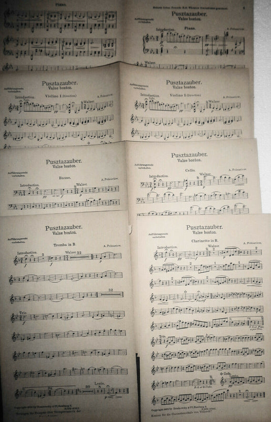 PUSZTAZAUBER - VALSE BOSTON - By A. POLNARIOW. 1921 ORCHESTRA SCORE