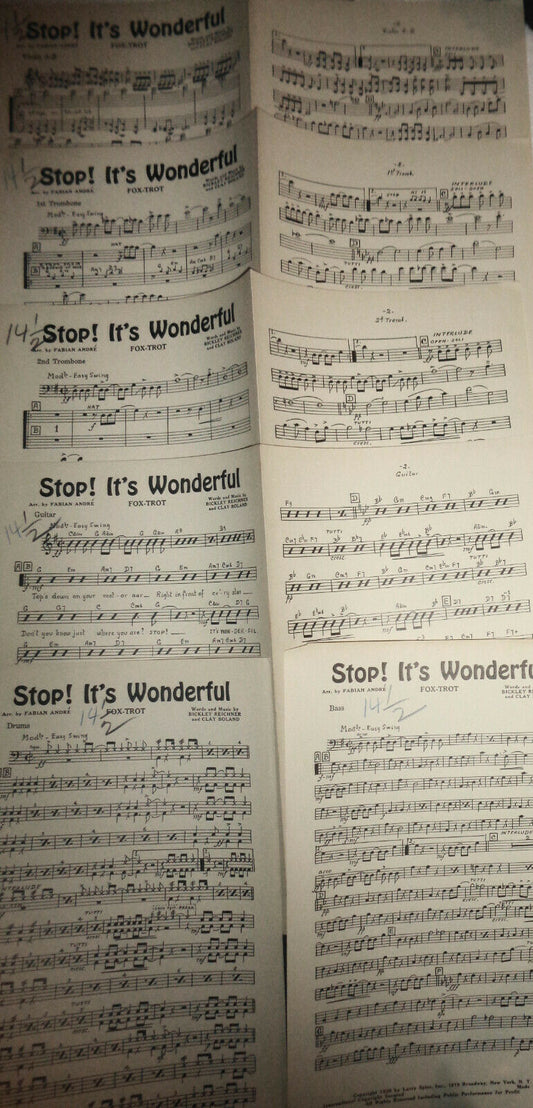 Stop! It's wonderful, by Bickley Reichner and Clay Boland. 1939 orchestra score