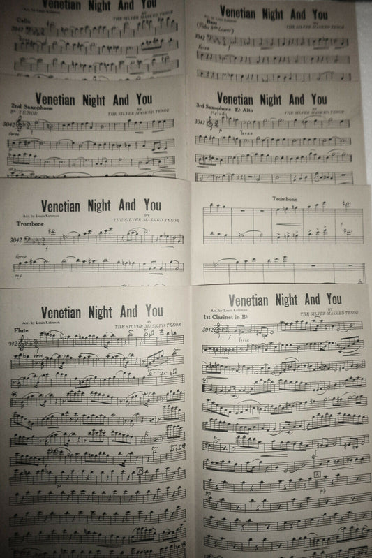 VENETIAN NIGHT AND YOU, by the Silver-Masked Tenor. 1926 orchestra score