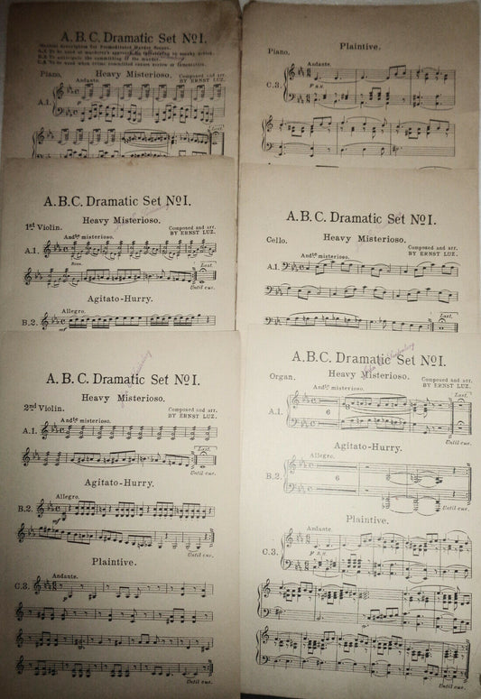 A.B.C. DRAMATIC SET NO. 1 - HEAVY MISTERIOSO, by Ernst Luz. 1915 for orchestra