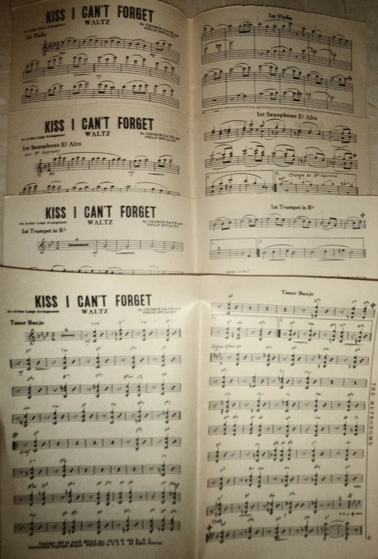 Kiss I Can't Forget by George Davis + Just Around the Corner -for orchestra 1925