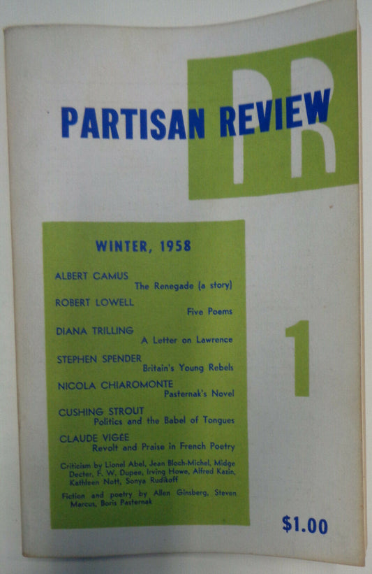 Partisan Review,  Winter 1958 - Albert Camus, Robert Lowell, Stephen Spender...