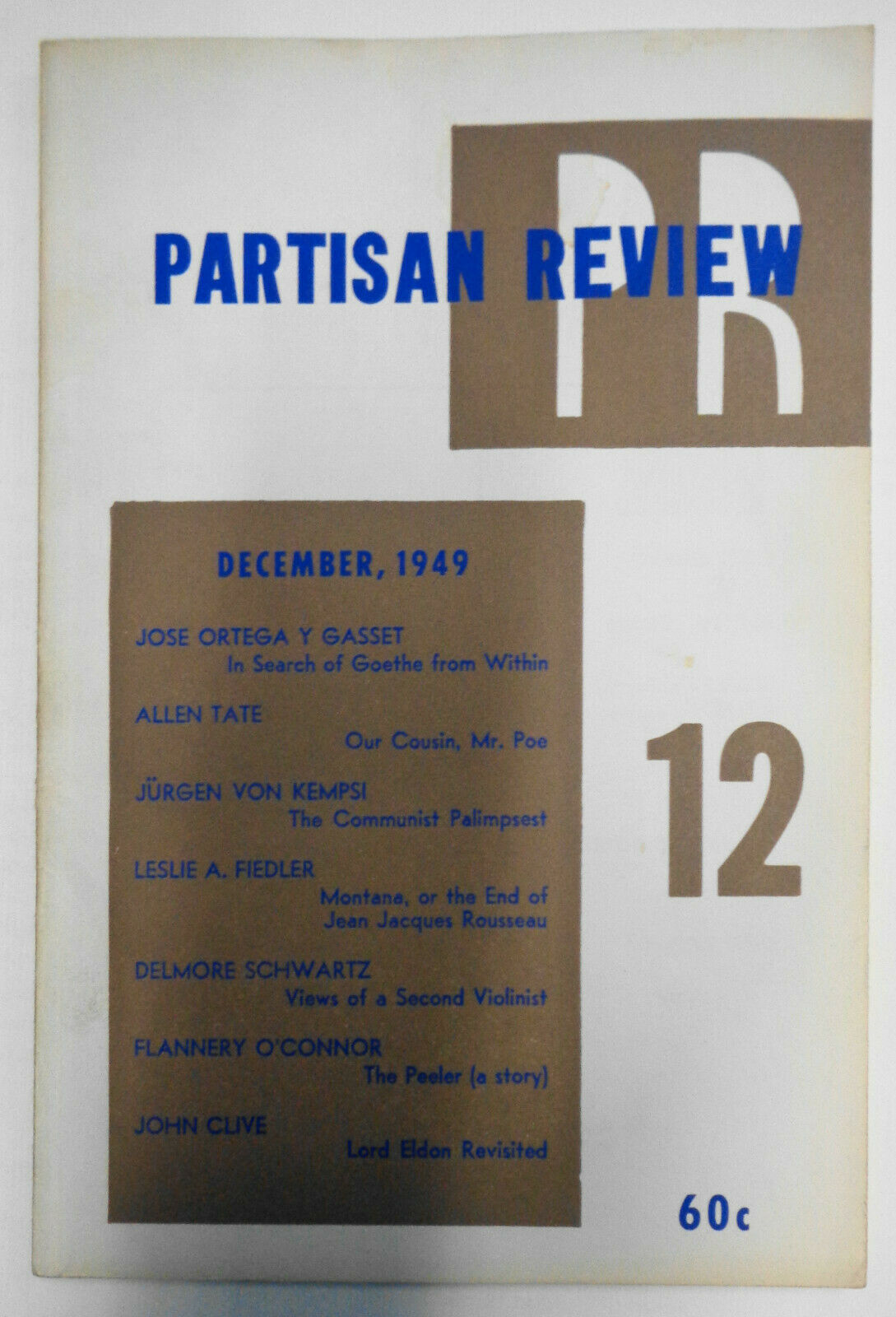 Partisan Review, December 1949 - Flannery O'Connor, Ortega Y Gassett, et al.