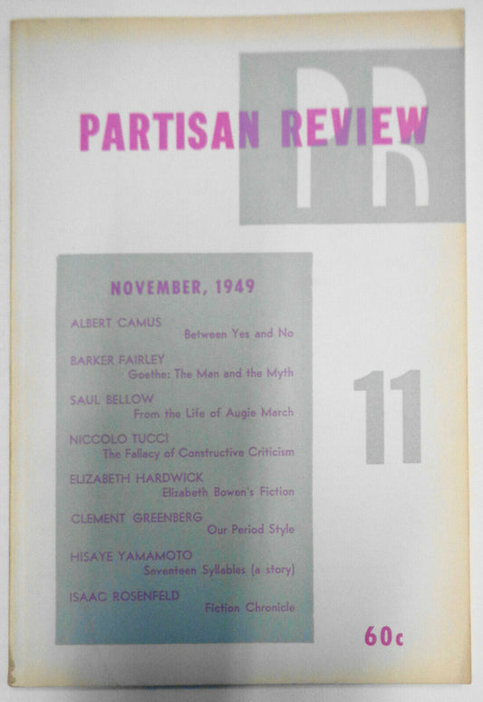 Partisan Review, November 1949 - Albert Camus, Saul Bellow, Hardwick, Yamamoto