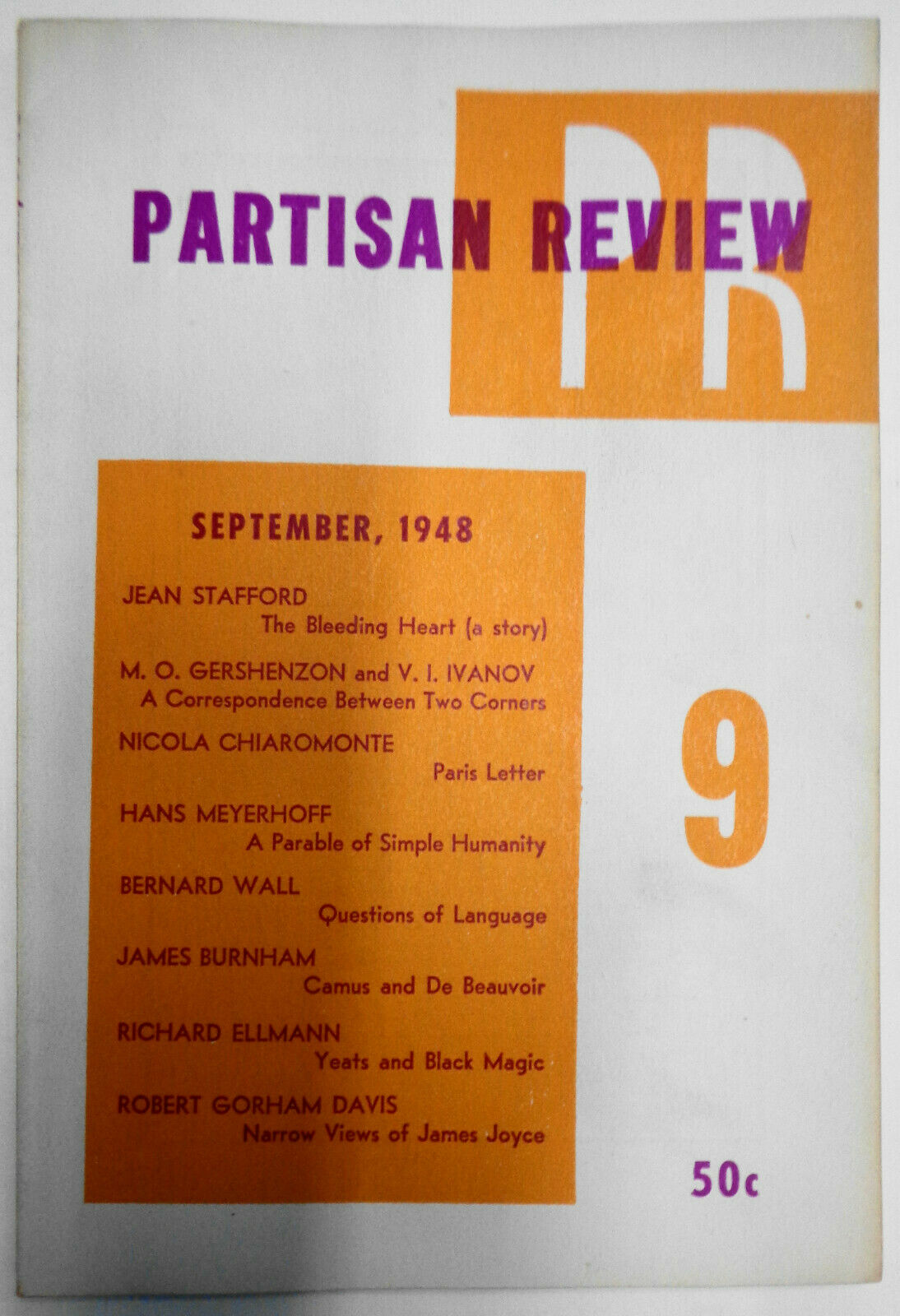 Partisan Review September 1948 - Jean Stafford, Richard Ellmann, James Burnham..
