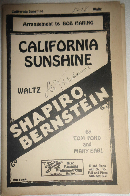 California sunshine - Tom Ford; Mary Earl ~ 1930 For Orchestra. Arr. Bob Haring