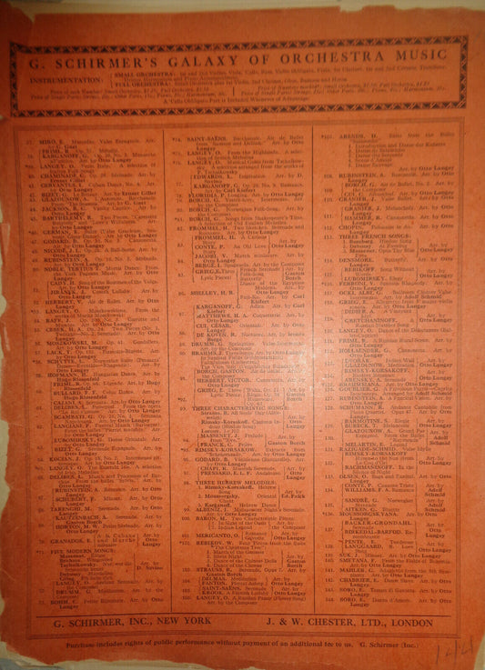 Danza d'Amore, by Enrique Soro. 1918 orchestra score