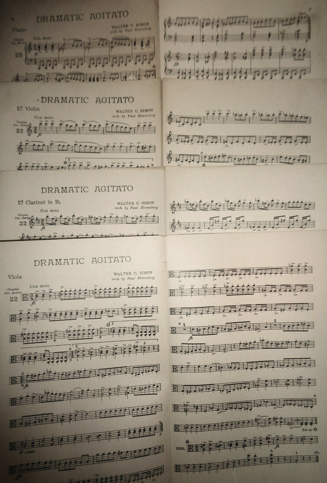 Dramatic agitato, by Walter C Simon - 1920 Orchestra score